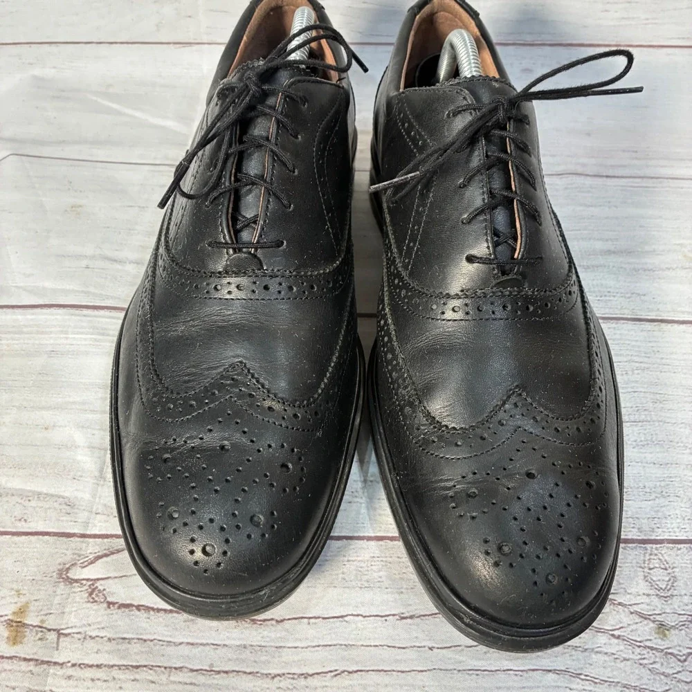 Rockport Signature Wingtip Oxford Mens 9W‎ Black Leather Brogue